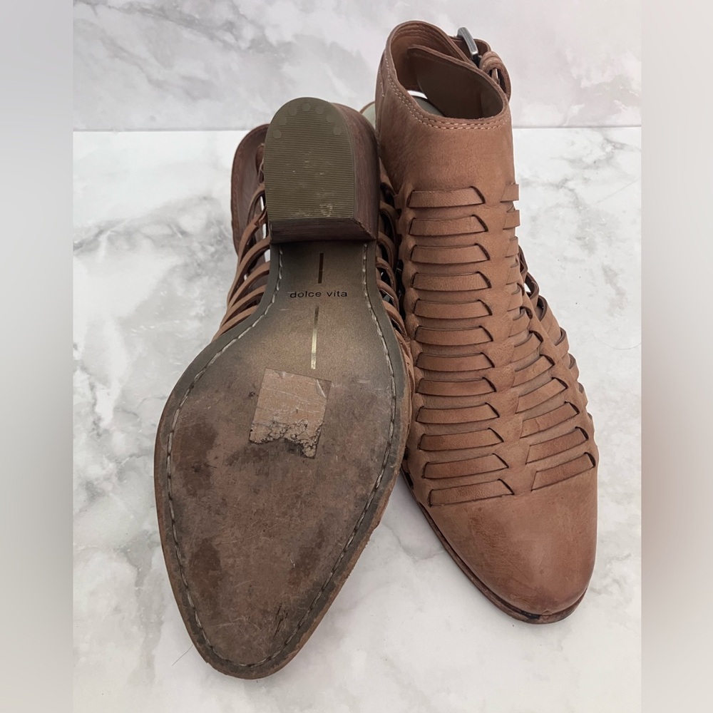 DOLCI VITA Tan Heeled Bootie Sandals Size 7.5 - Picture 7 of 8